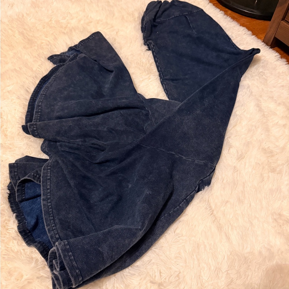 Dark Acid Wash Blue - Denim Stretchy Extreme Flair Jeans